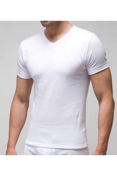 7421 RAPIFE 48-52 BLANCO CAMISETA HOMBRE TERMICA MANGA CORTA CUELLO PICO