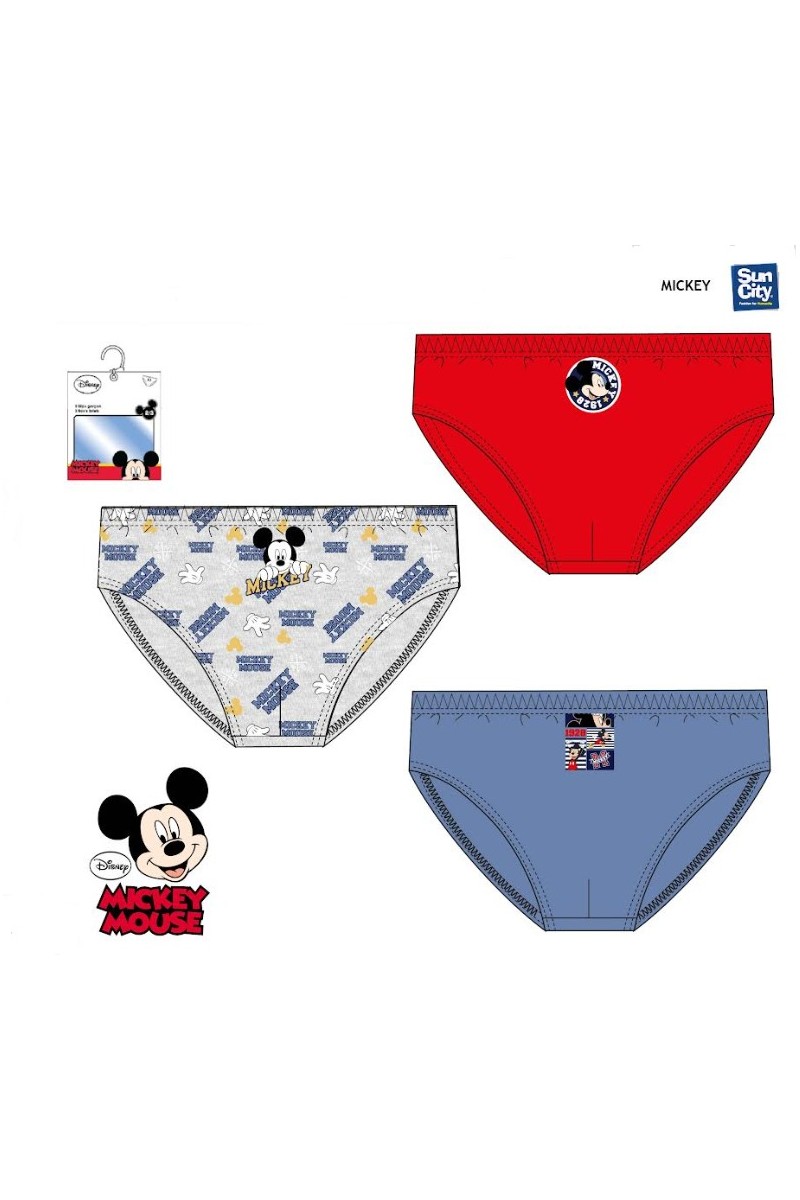 EV3026.E00 DISNEY PACK-3 SLIP NIÑO ALGODON MICKEY