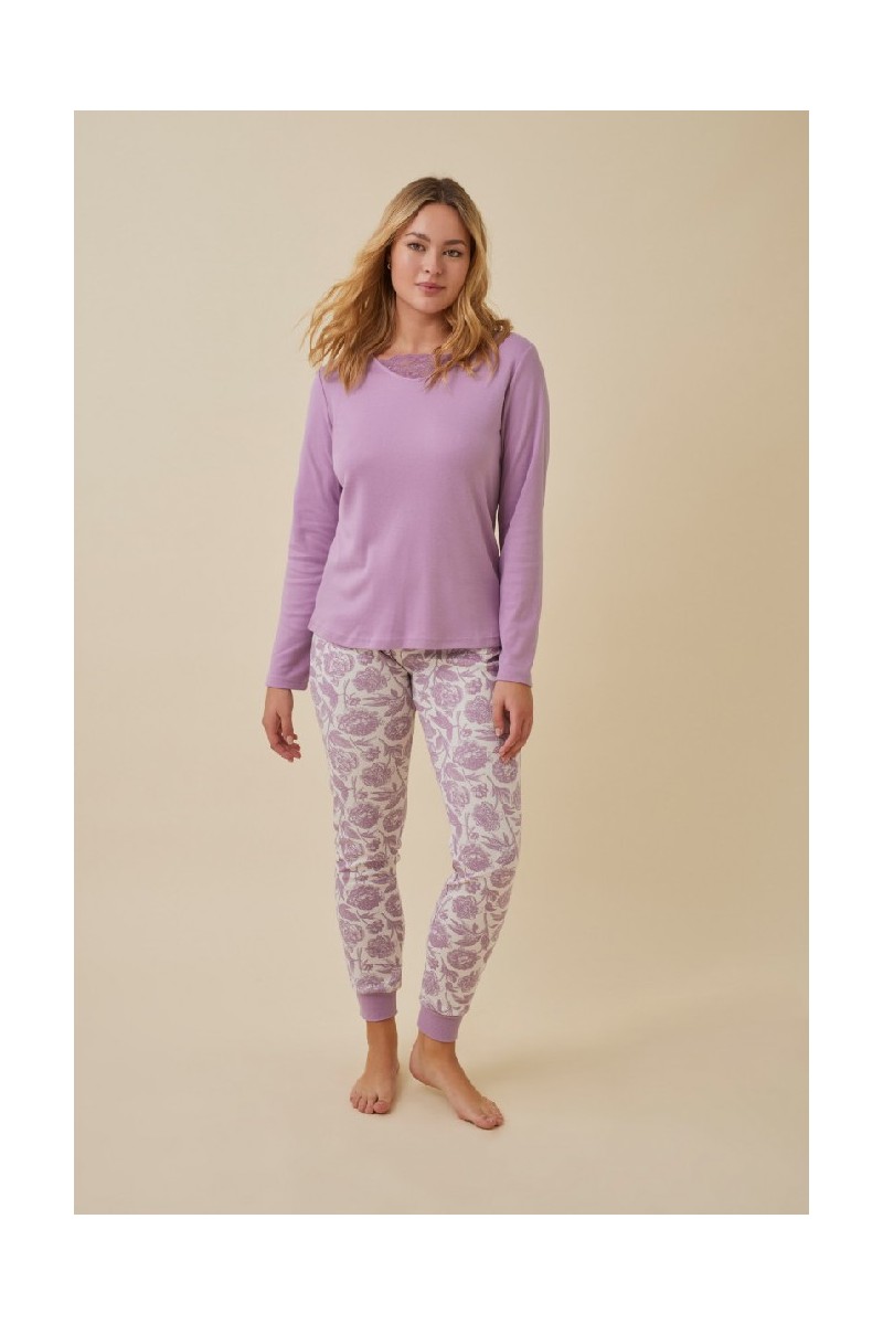 N14532 PROMISE PIJAMA MUJER PICO ENCAJE