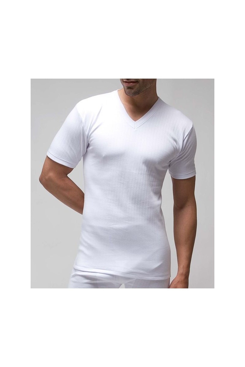 721 RAPIFE 64 CAMISETA HOMBRE ALGODON THERMAL MANGA CORTA CUELLO PICO