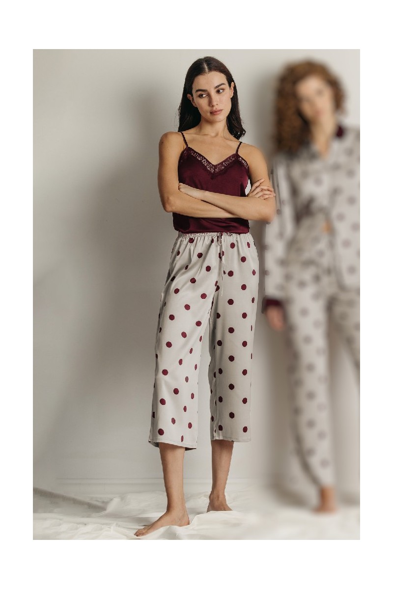 60139 ADMAS PIJAMA MUJER PIRATA ENCAJE LUNARES