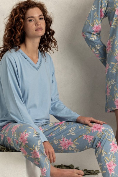 60229 ADMAS PIJAMA MUJER PICO FLORAL