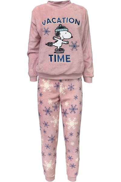 HW3612 SNOOPY PIJAMA MUJER CORAL "VACATION TIME"