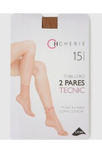 3342 CHERIE PACK-2 ( Precio de Caja de 12 Uds ) TOBILLERO 15 DEN PUÑO INVISIBLE