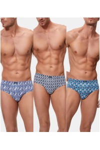 0080 ABANDERADO PACK-3 SLIP HOMBRE SEMICORTO ALGODON ESTAMPADO