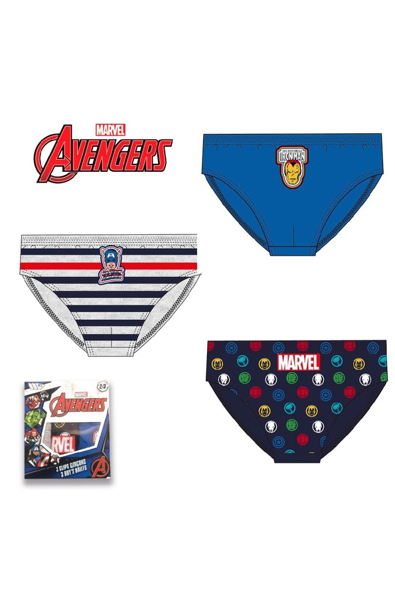 VH8049.E00 MARVEL PACK-3 SLIP NIÑO ALGODON AVENGERS