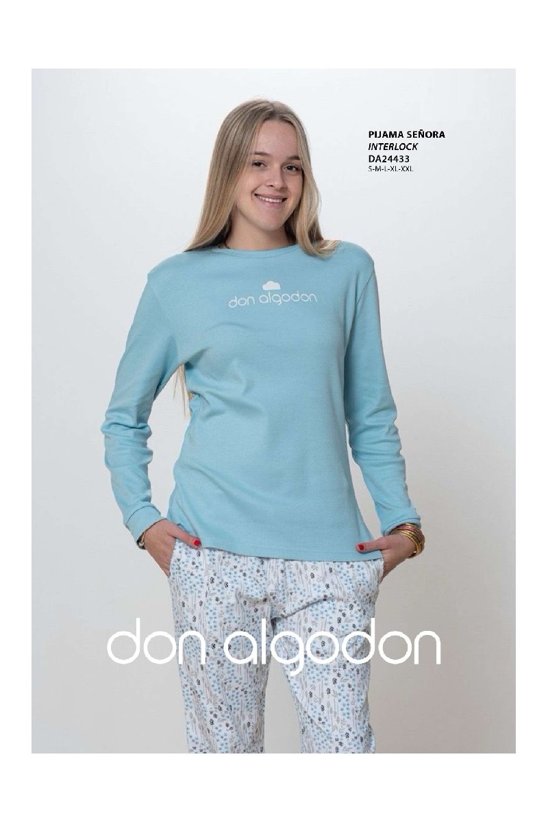 DA24433 DON ALGODON PIJAMA MUJER INTERLOCK LOGO