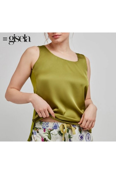 2 20261T GISELA VERDE PIJAMA MUJER SATEN TROPICAL