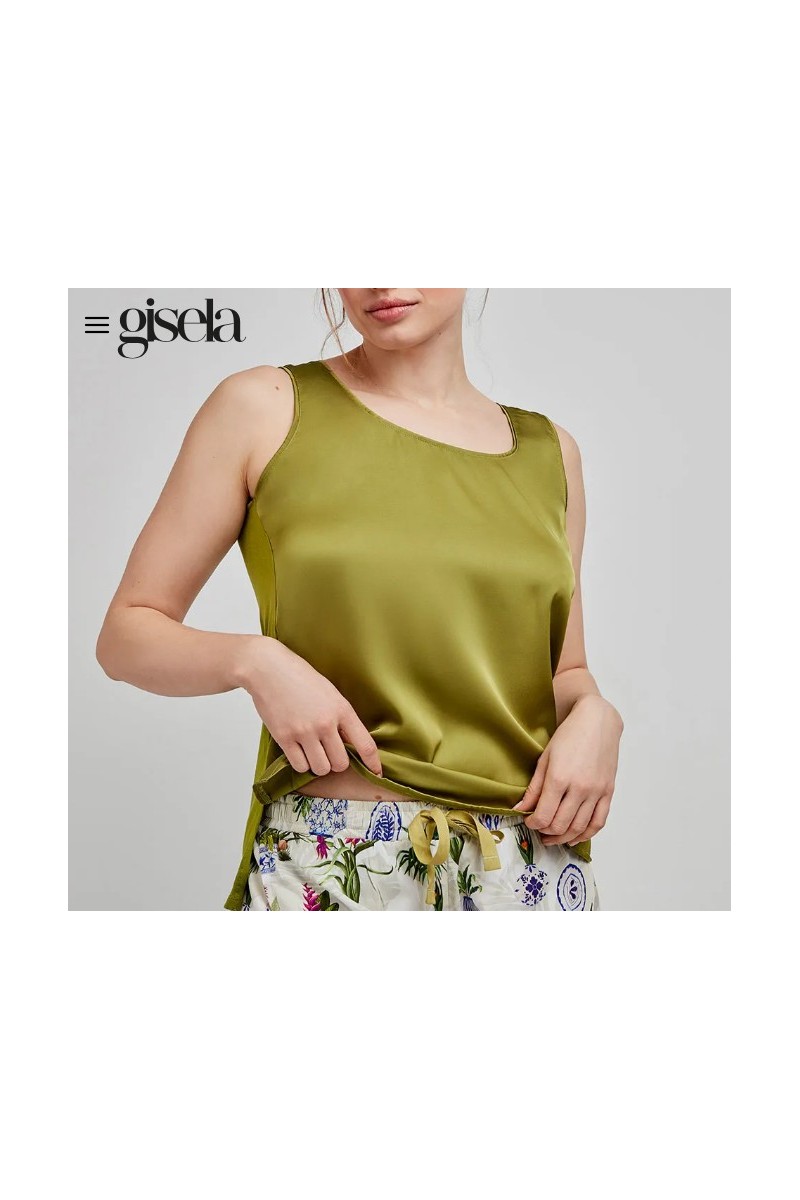 2 20261T GISELA VERDE PIJAMA MUJER SATEN TROPICAL