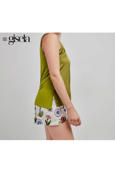 2 20261T GISELA VERDE PIJAMA MUJER SATEN TROPICAL