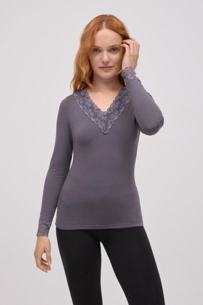 70034 YSABEL MORA CAMISETA TERMICA MUJER PICO ENCAJE