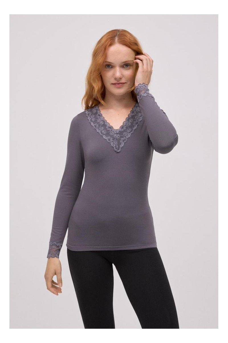 70034 YSABEL MORA CAMISETA TERMICA MUJER PICO ENCAJE
