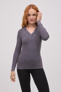 70034 YSABEL MORA CAMISETA TERMICA MUJER PICO ENCAJE