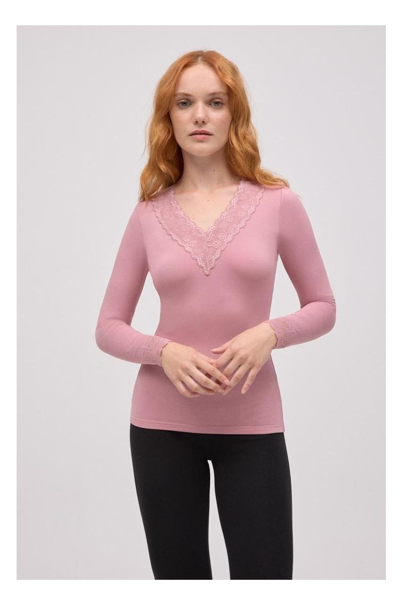 70034 YSABEL MORA CAMISETA TERMICA MUJER PICO ENCAJE 70034 YSABEL MORA CAMISETA TERMICA MUJER PICO ENCAJE