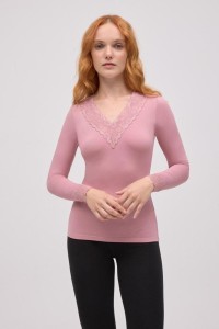 70034 YSABEL MORA CAMISETA TERMICA MUJER PICO ENCAJE