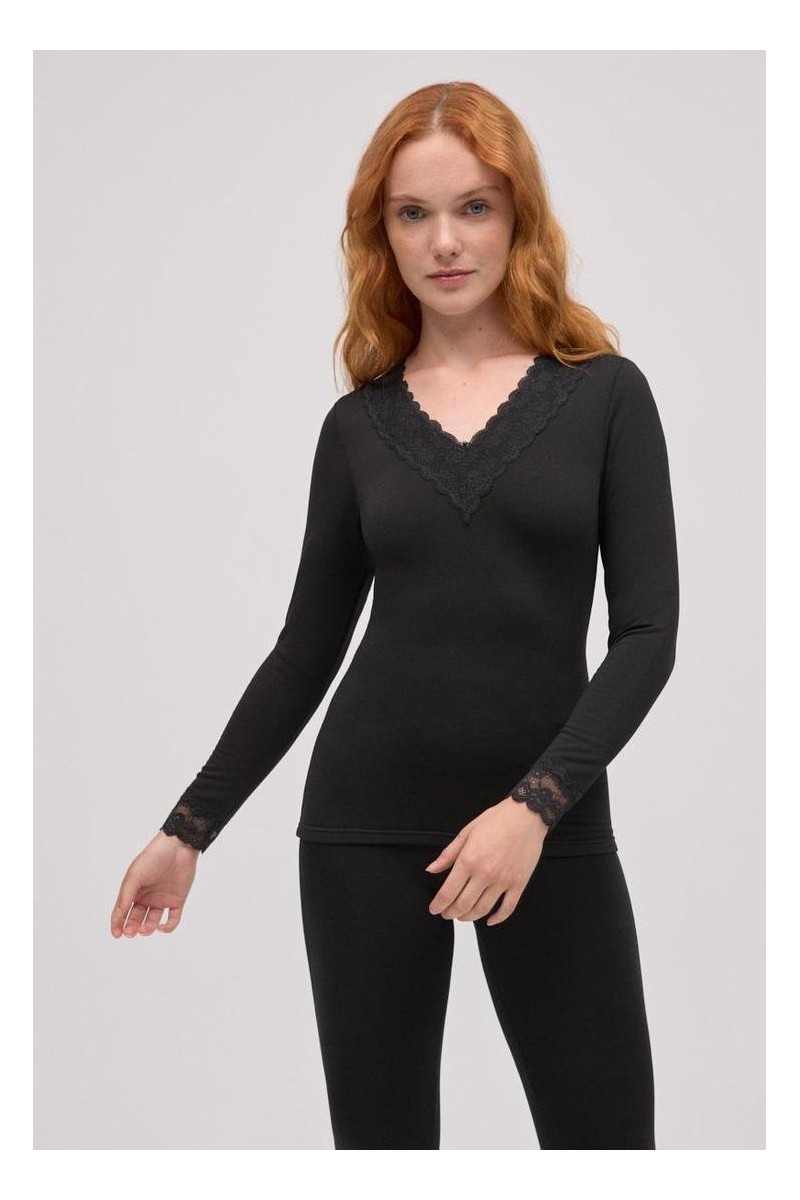 70034 YSABEL MORA CAMISETA TERMICA MUJER PICO ENCAJE