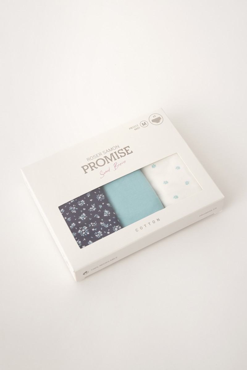 PB1012 PROMISE PACK-3 BRAGA MIDI ALGODON ESTAMPADO "PC1012"