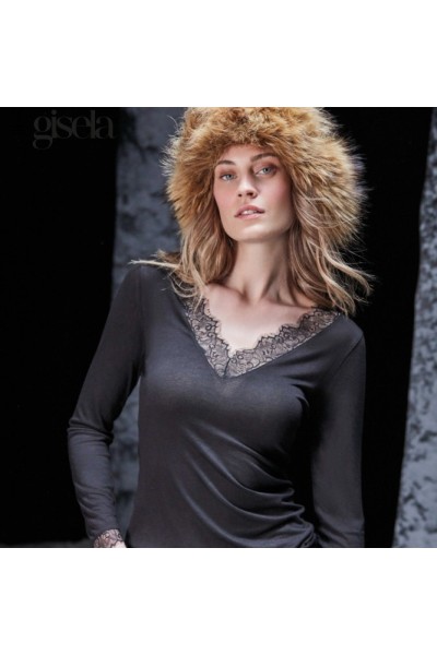 1 10063T GISELA CAMISETA TERMAL MANGA LARGA ENCAJE