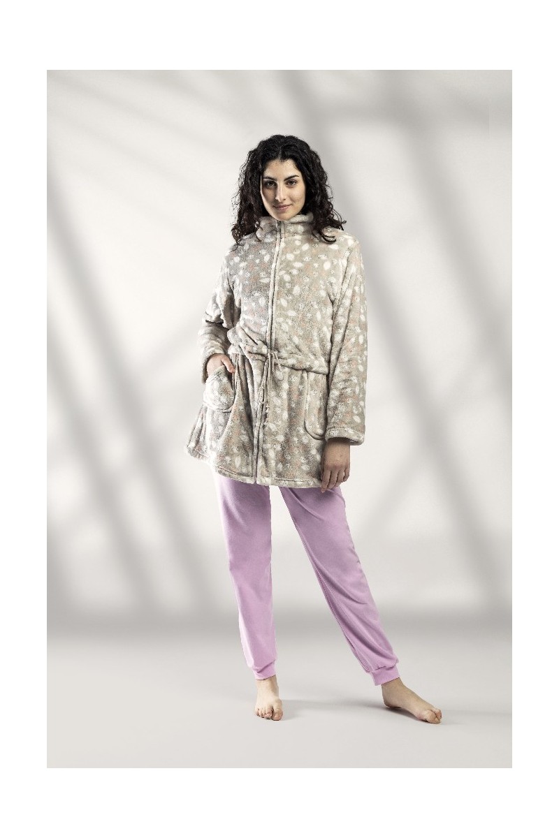 1030-CR LIN BATA MUJER CORALINA HOJAS 1030-CR LIN BATA MUJER CORALINA HOJAS