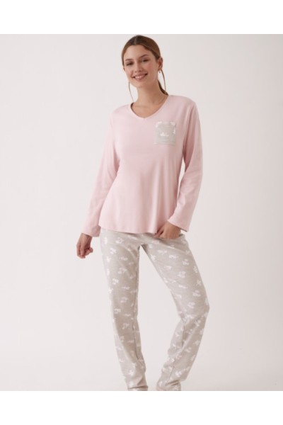 N20152 PROMISE PIJAMA MUJER FLORAL BOLSILLO
