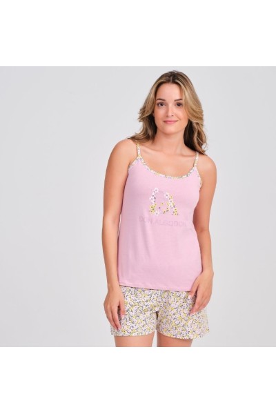DA26S421 DON ALGODON PIJAMA MUJER LOGO FLORAL