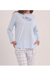 DA25W403 DON ALGODON PIJAMA MUJER LOGO CUADROS