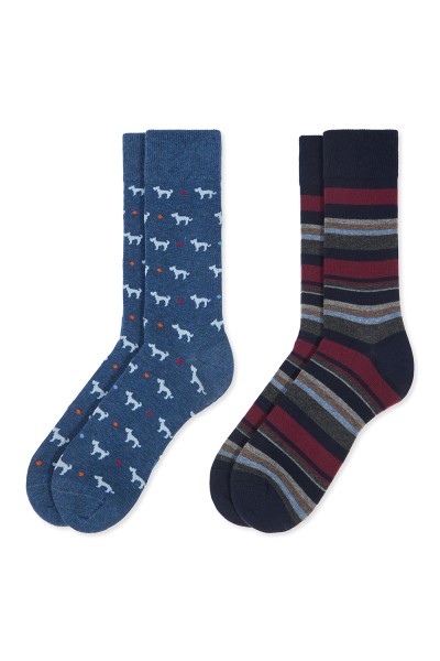 0214006 SOXLAND PACK-2 CALCETIN HOMBRE PERRITOS RAYAS