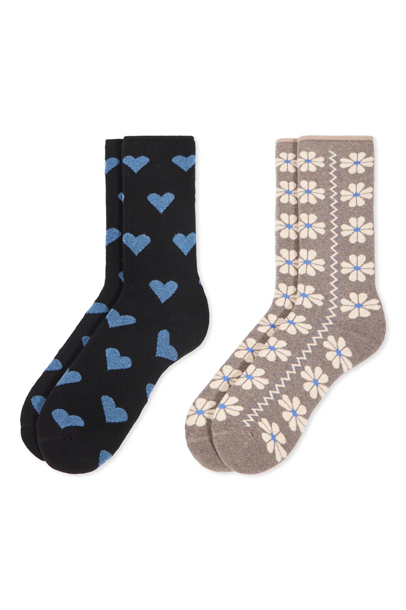 0214032 SOXLAND PACK-2 CALCETIN MUJER TERMICO FLORES CORAZONES