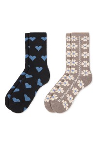0214032 SOXLAND PACK-2 CALCETIN MUJER TERMICO FLORES CORAZONES