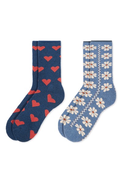 0214032 SOXLAND PACK-2 CALCETIN MUJER TERMICO FLORES CORAZONES