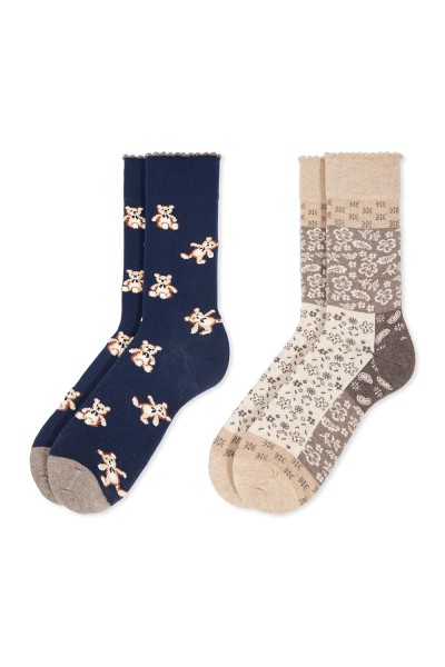 0214022 SOXLAND PACK-2 CALCETIN MUJER OSITOS FLORES