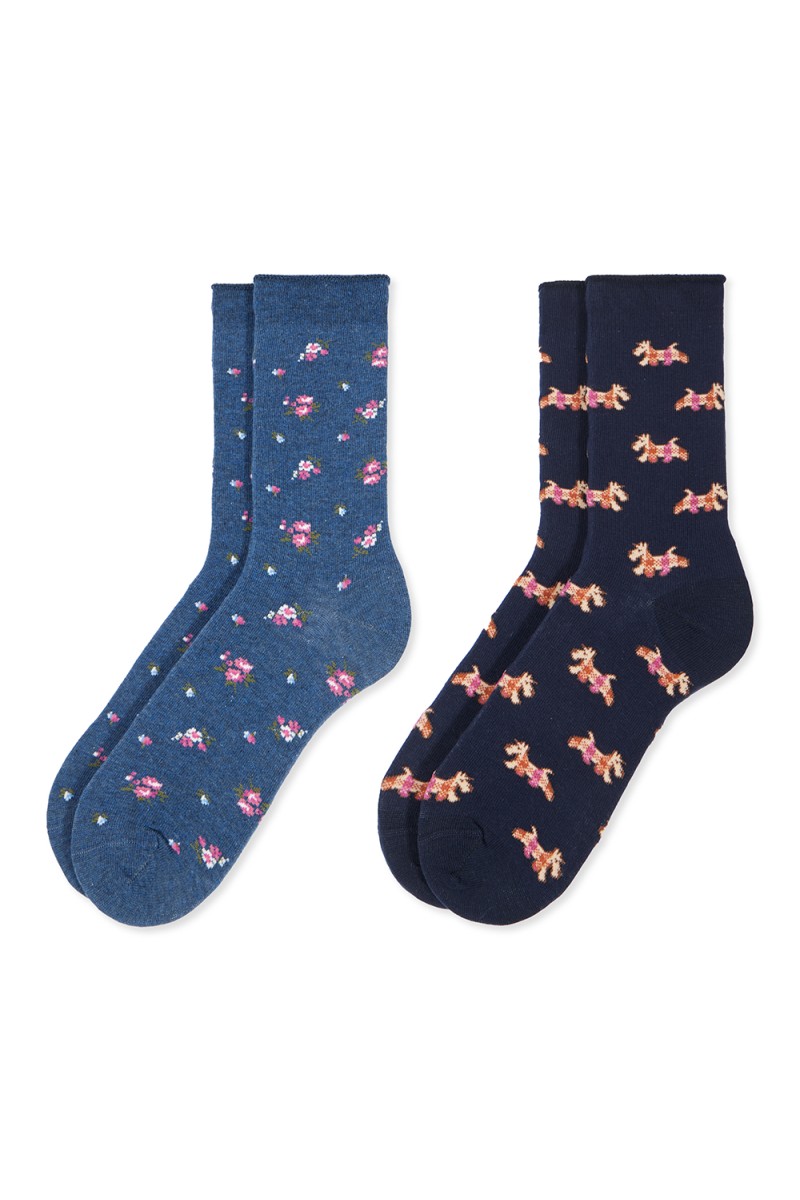 0214020 SOXLAND PACK-2 CALCETIN MUJER PERRITOS FLORES 0214020 SOXLAND PACK-2 CALCETIN MUJER PERRITOS FLORES
