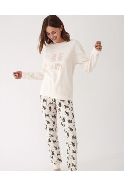 N20053 PROMISE PIJAMA MUJER 3 PIEZAS BE HAPPY