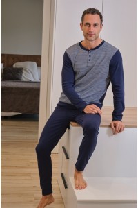 255689 MUSLHER PIJAMA HOMBRE ALGODON RAYAS