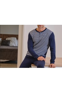 255689 MUSLHER PIJAMA HOMBRE ALGODON RAYAS