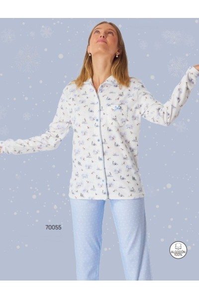 70055 LENISS PIJAMA MUJER ABIERTO MOTIVOS INVIERNO