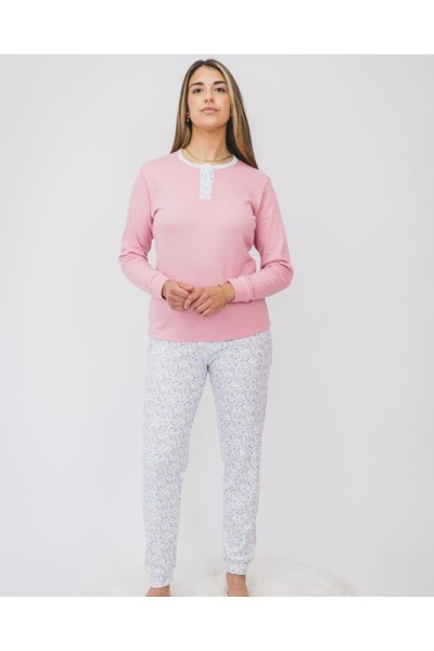 5092 ENTREDOS M-2XL PIJAMA MUJER PANTALON FLORAL