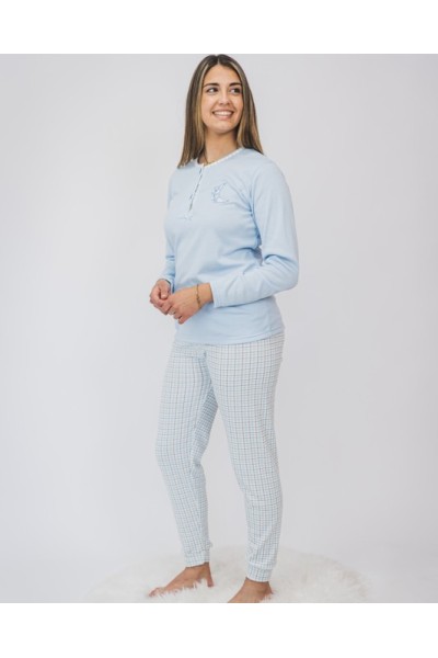 5101 ENTREDOS M-2XL PIJAMA MUJER LUNA CUADROS