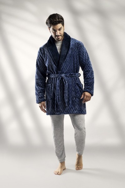 1012-C LIN M-2XL BATA HOMBRE CORALINA CUADROS ROMBOS