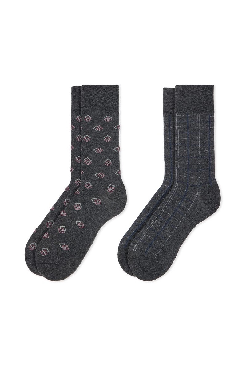 0214009 SOXLAND PACK-2 CALCETIN HOMBRE CUADROS ROMBOS