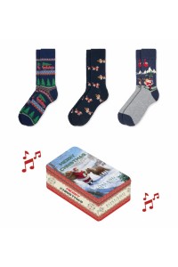 0314262 SOXLAND CAJA METAL MUSICAL NAVIDAD 3 PARES CALCETIN HOMBRE