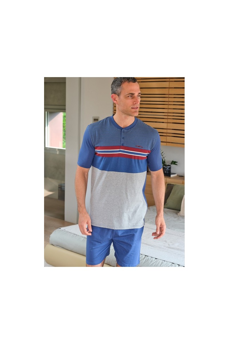 265004 MUSLHER PIJAMA HOMBRE COMBINADO RAYAS