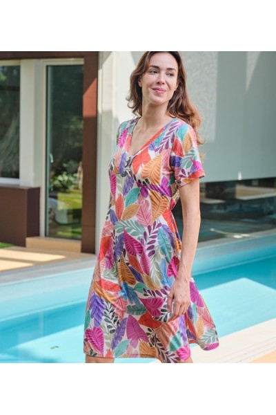 269028 MUSLHER VESTIDO MUJER HOJAS