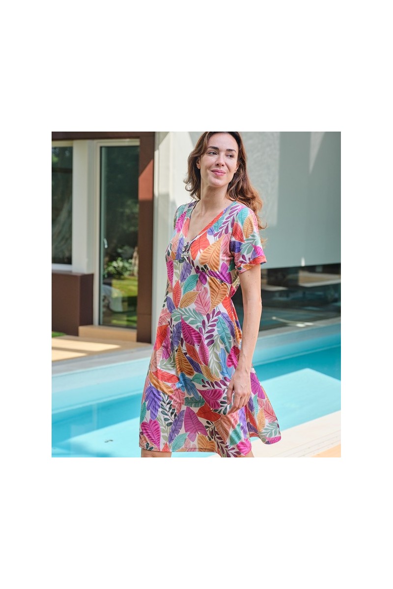 269028 MUSLHER VESTIDO MUJER HOJAS