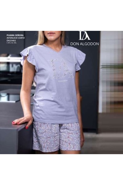 DA25402 DON ALGODON PIJAMA MUJER LOGO FLORAL