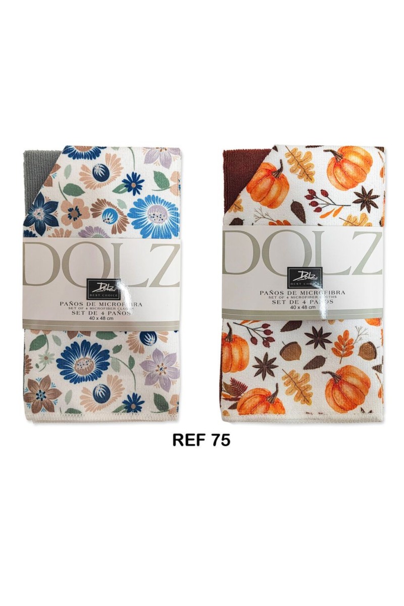 REF 75 DOLZ PACK-4 PAÑOS DE COCINA MICROFIBRA SURTIDOS