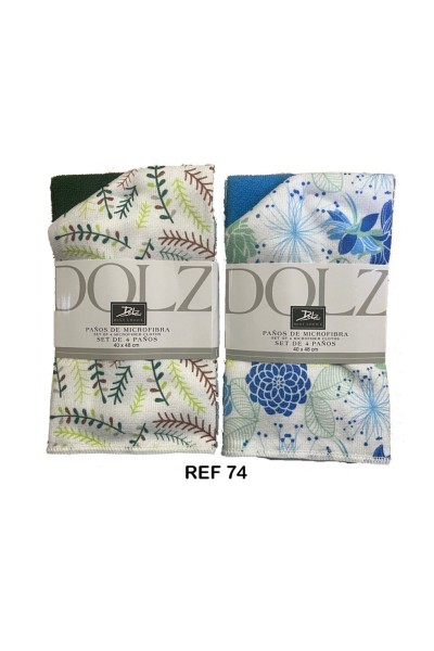 REF 74 DOLZ PACK-4 PAÑOS DE COCINA MICROFIBRA SURTIDOS