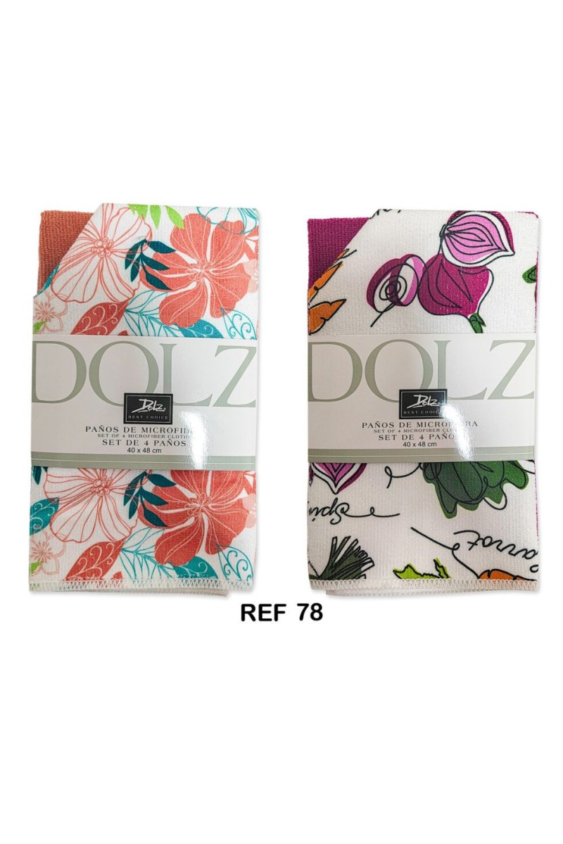 REF 78 DOLZ PACK-4 PAÑOS DE COCINA MICROFIBRA SURTIDOS
