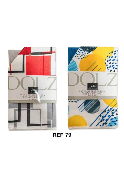 REF 79 DOLZ PACK-4 PAÑOS DE COCINA MICROFIBRA SURTIDOS