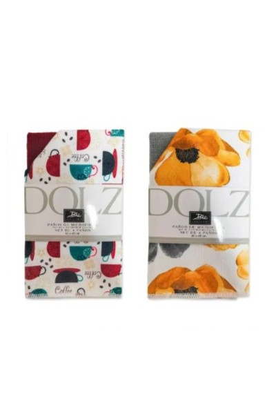 REF 77 DOLZ PACK-4 PAÑOS DE COCINA MICROFIBRA SURTIDOS